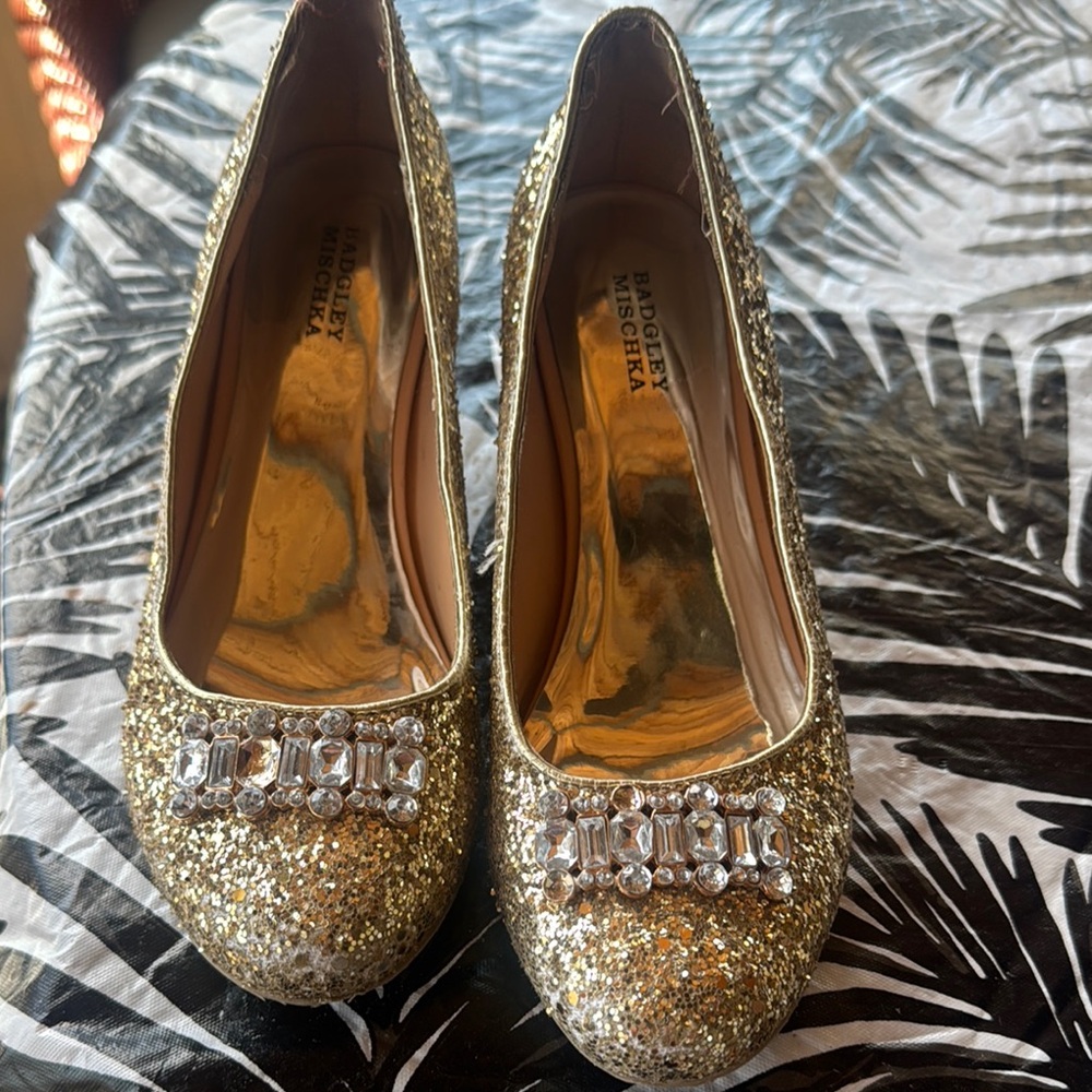 Badgley Mischka Gold Glitter Women's Shoes